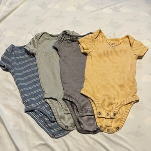 Carter's Striped Onesie Lot - Blue, Gray, Black, Yellow